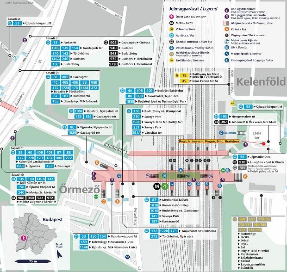 bản đồ của budapest kelenfoe trạm