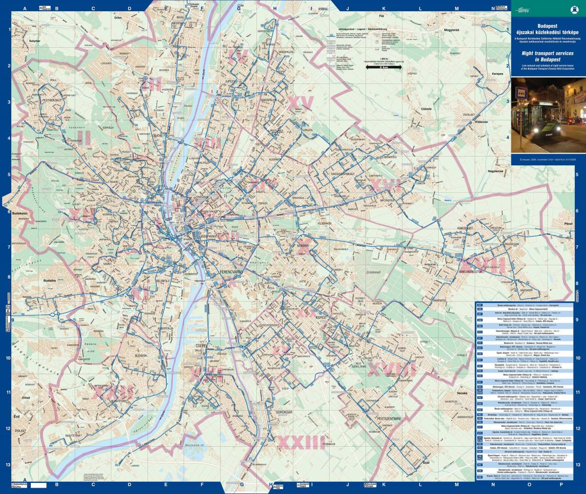 budapest xe buýt đêm bản đồ