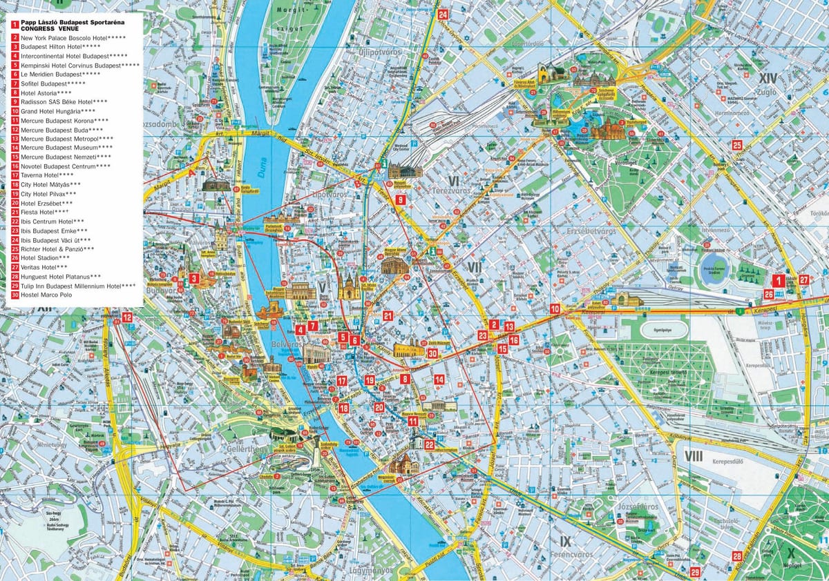 budapest thành phố, bản đồ du lịch