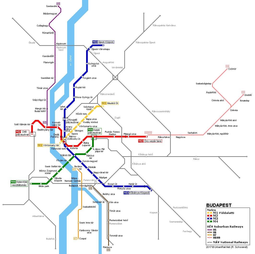 bản đồ của budapest hev