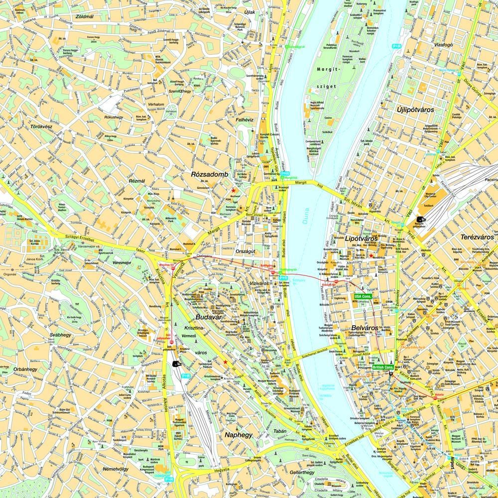 bản đồ của budapest và khu vực xung quanh