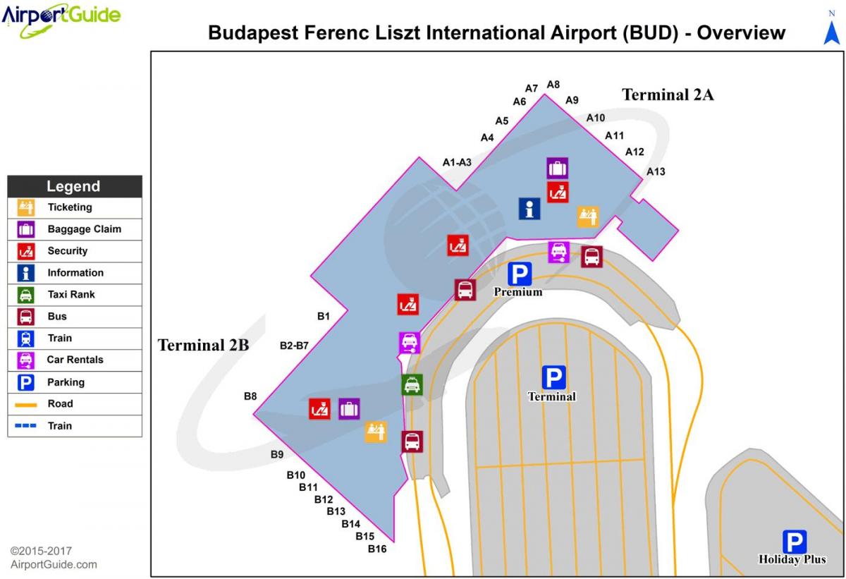 budapest sân bay bản đồ thiết bị đầu cuối 2a