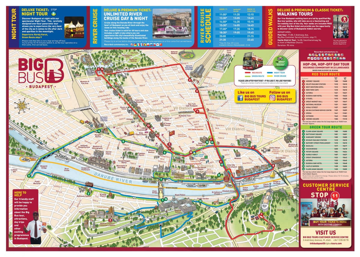 budapest xe buýt lớn bản đồ du lịch