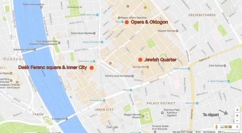 bản đồ của deak vuông budapest
