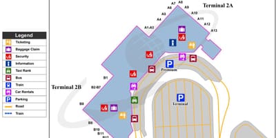 Budapest sân bay bản đồ thiết bị đầu cuối 2a
